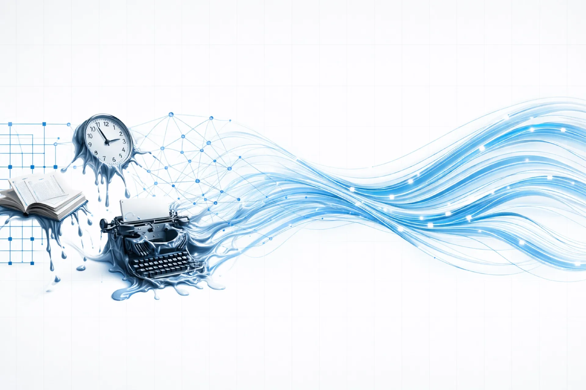 Neural network visualization — static documents transforming into flowing streams of intelligent data